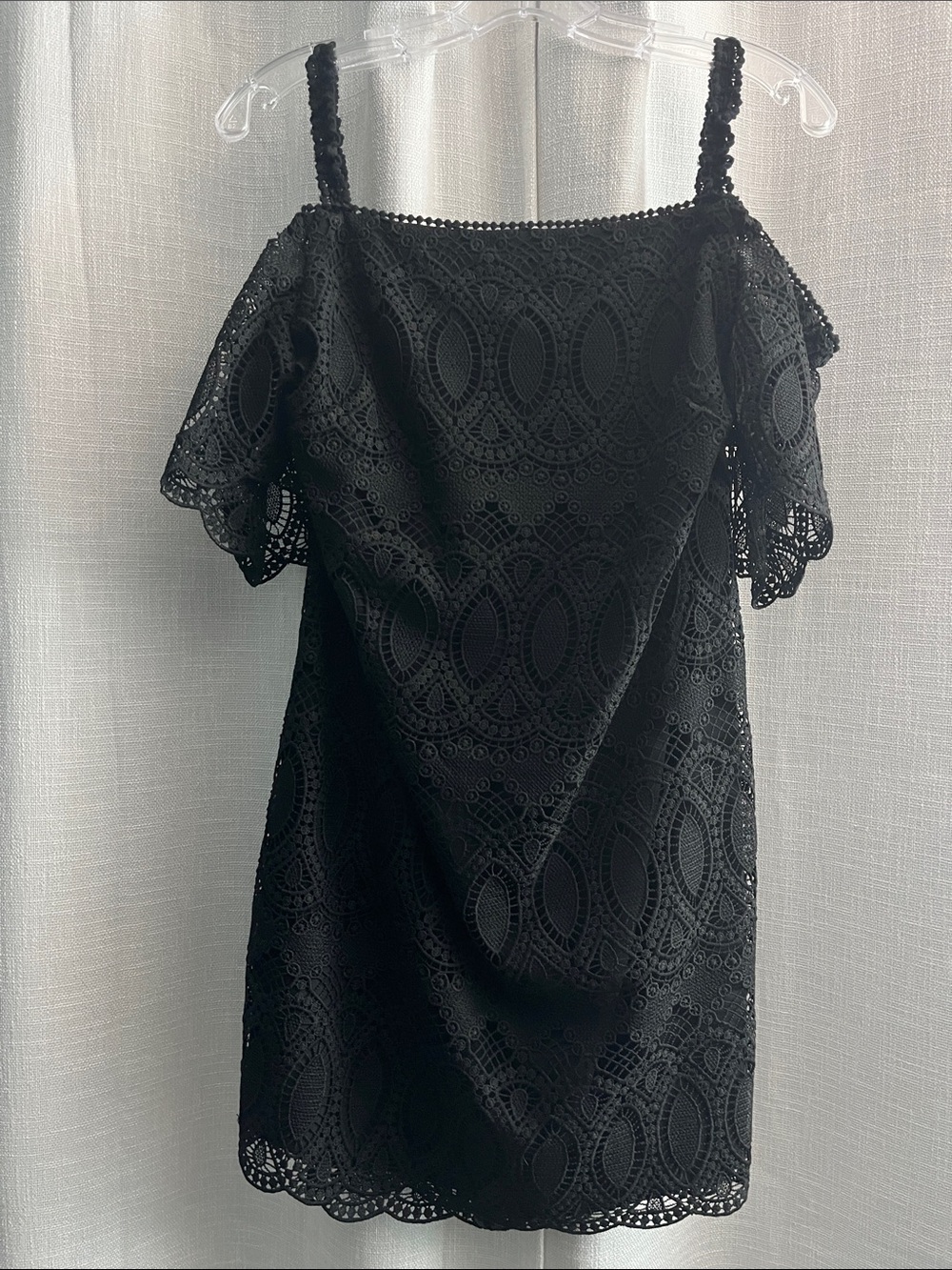 White House Black Market Black Lace Off-Shoulder Mini Dress